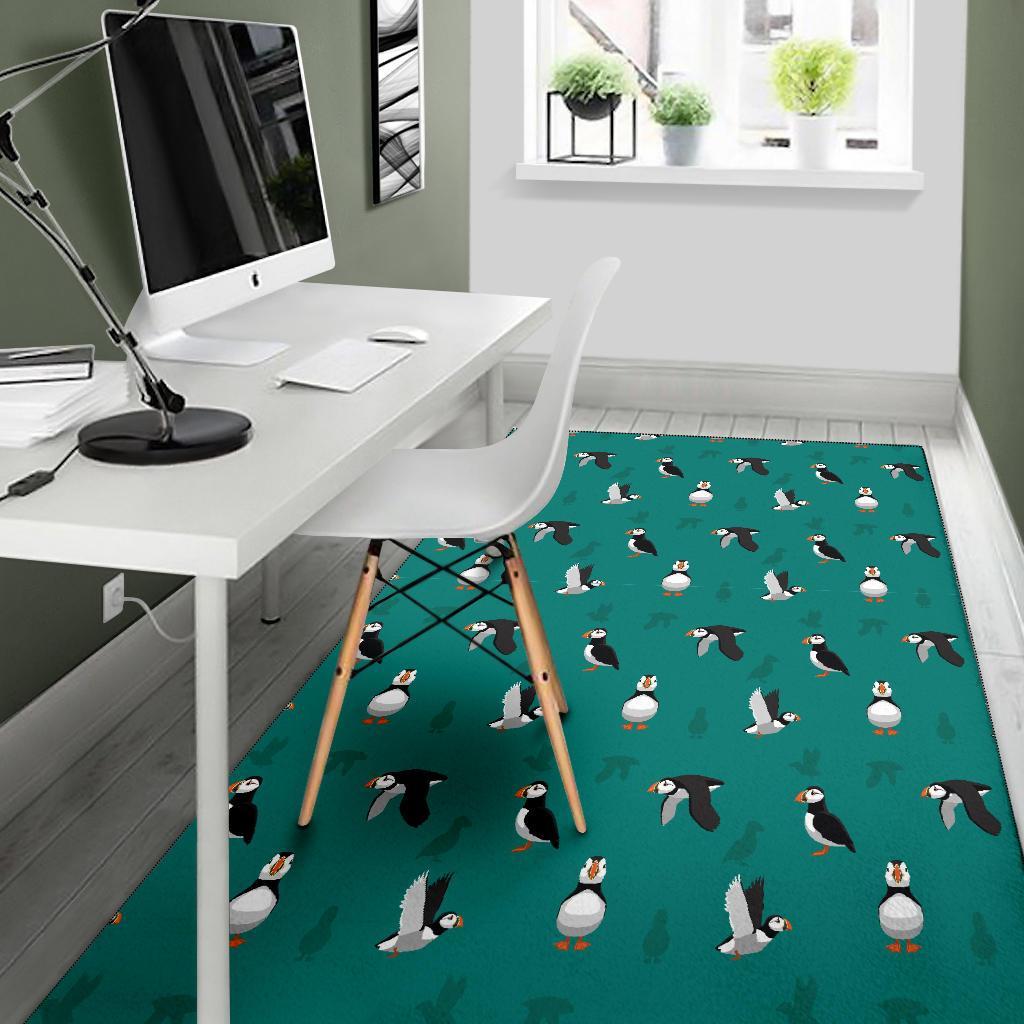 Puffin Pattern Print Floor Mat-grizzshop