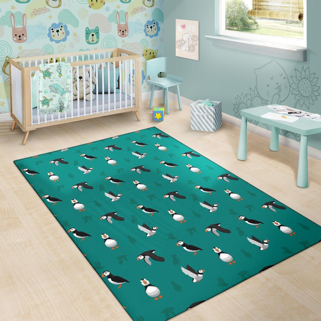 Puffin Pattern Print Floor Mat-grizzshop