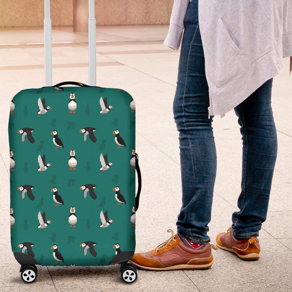 Puffin Pattern Print Luggage Cover Protector-grizzshop