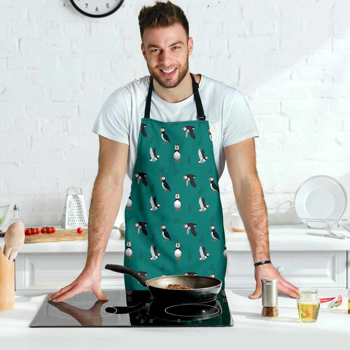 Puffin Pattern Print Men's Apron-grizzshop