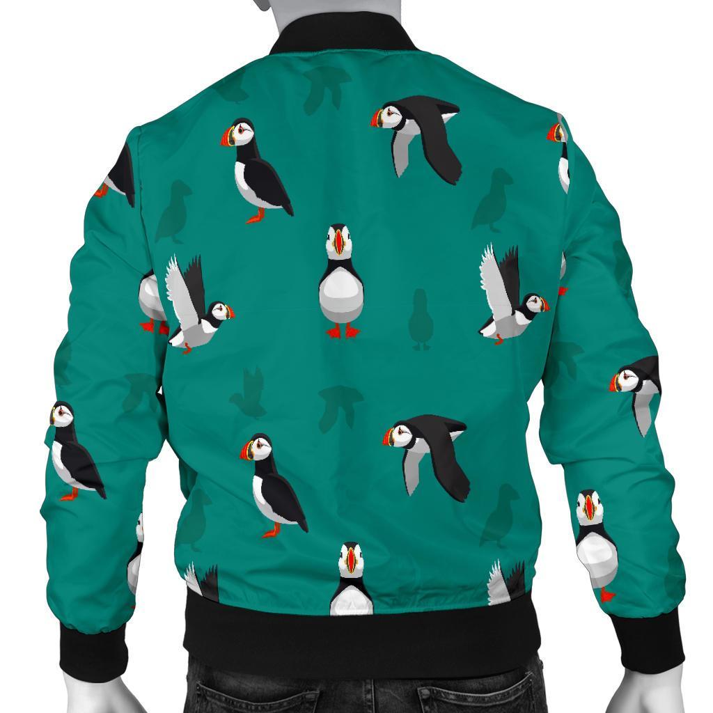 Puffin Pattern Print Men's Bomber Jacket-grizzshop