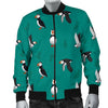 Puffin Pattern Print Men's Bomber Jacket-grizzshop