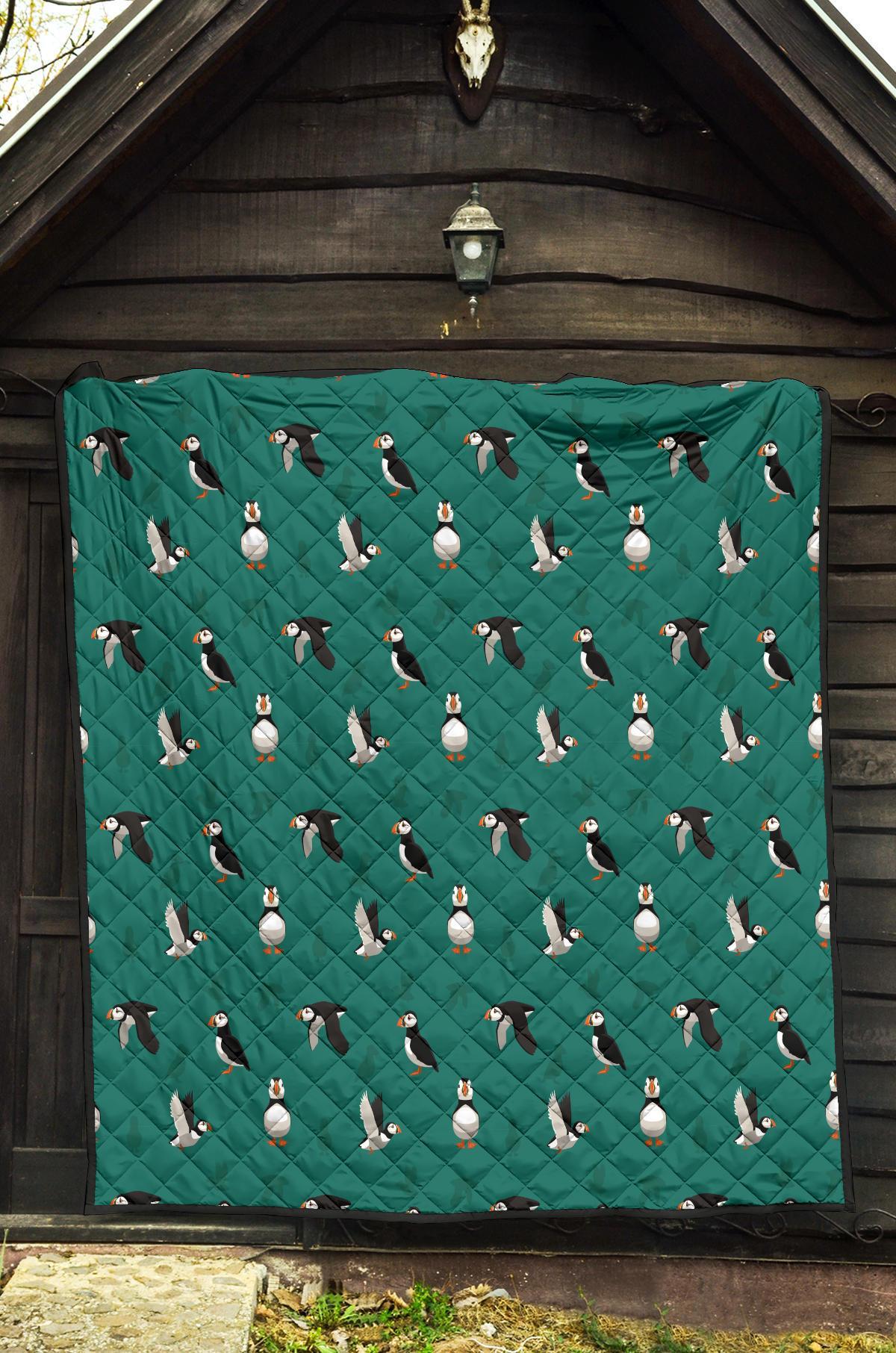 Puffin Pattern Print Quilt-grizzshop