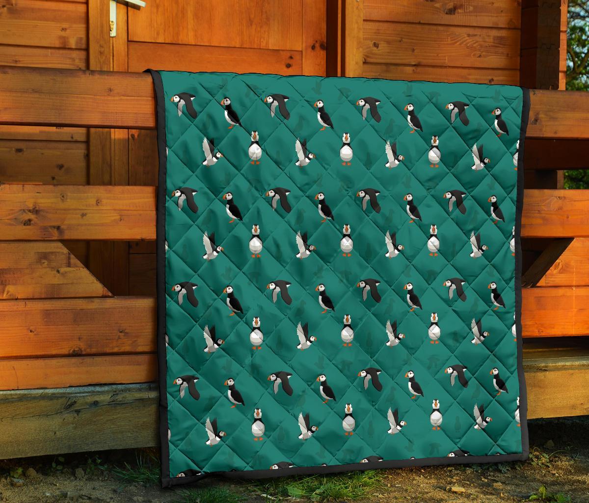 Puffin Pattern Print Quilt-grizzshop