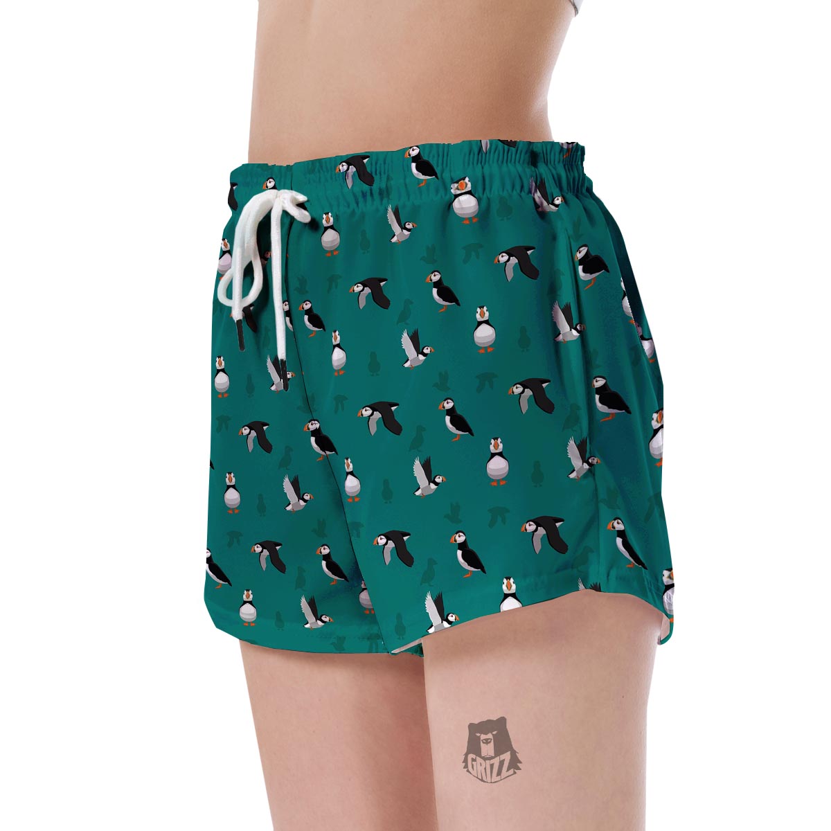 Puffin Pattern Print Women's Shorts-grizzshop