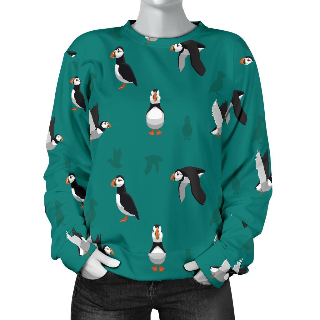 Puffin Pattern Print Women's Sweatshirt-grizzshop