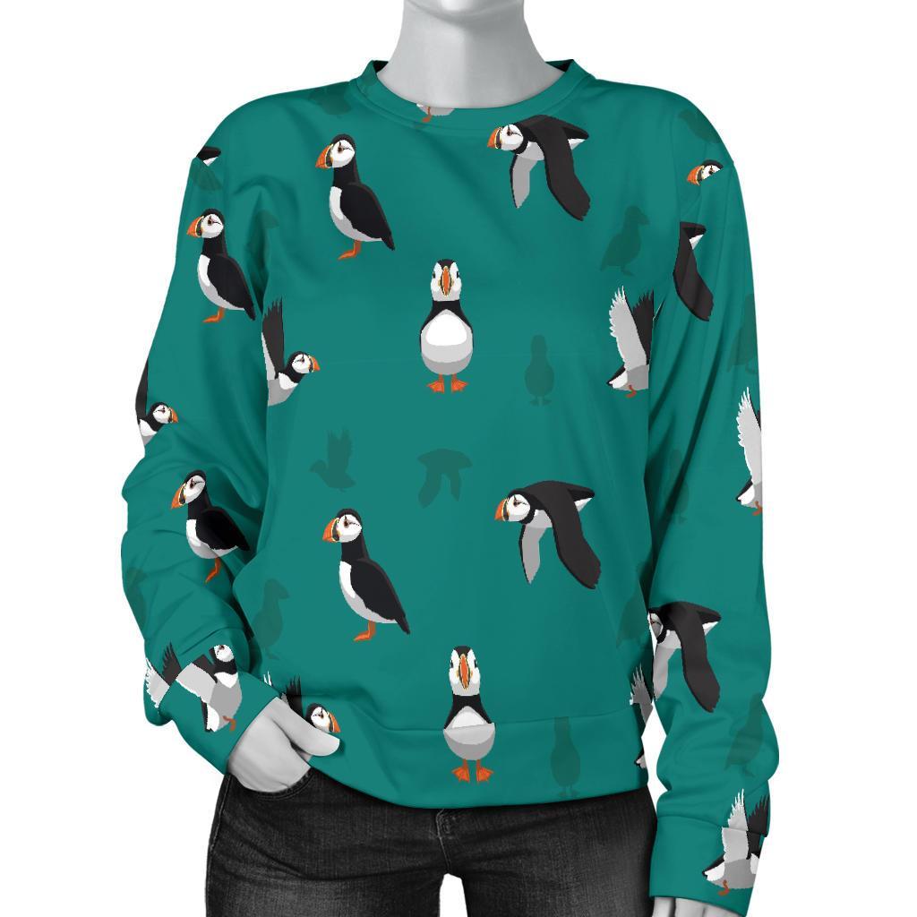 Puffin Pattern Print Women's Sweatshirt-grizzshop