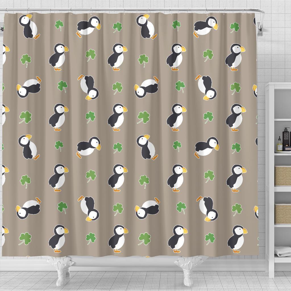 Puffin Print Pattern Bathroom Shower Curtain-grizzshop