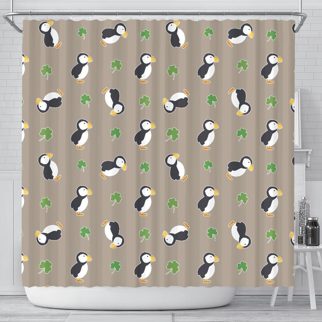 Puffin Print Pattern Bathroom Shower Curtain-grizzshop