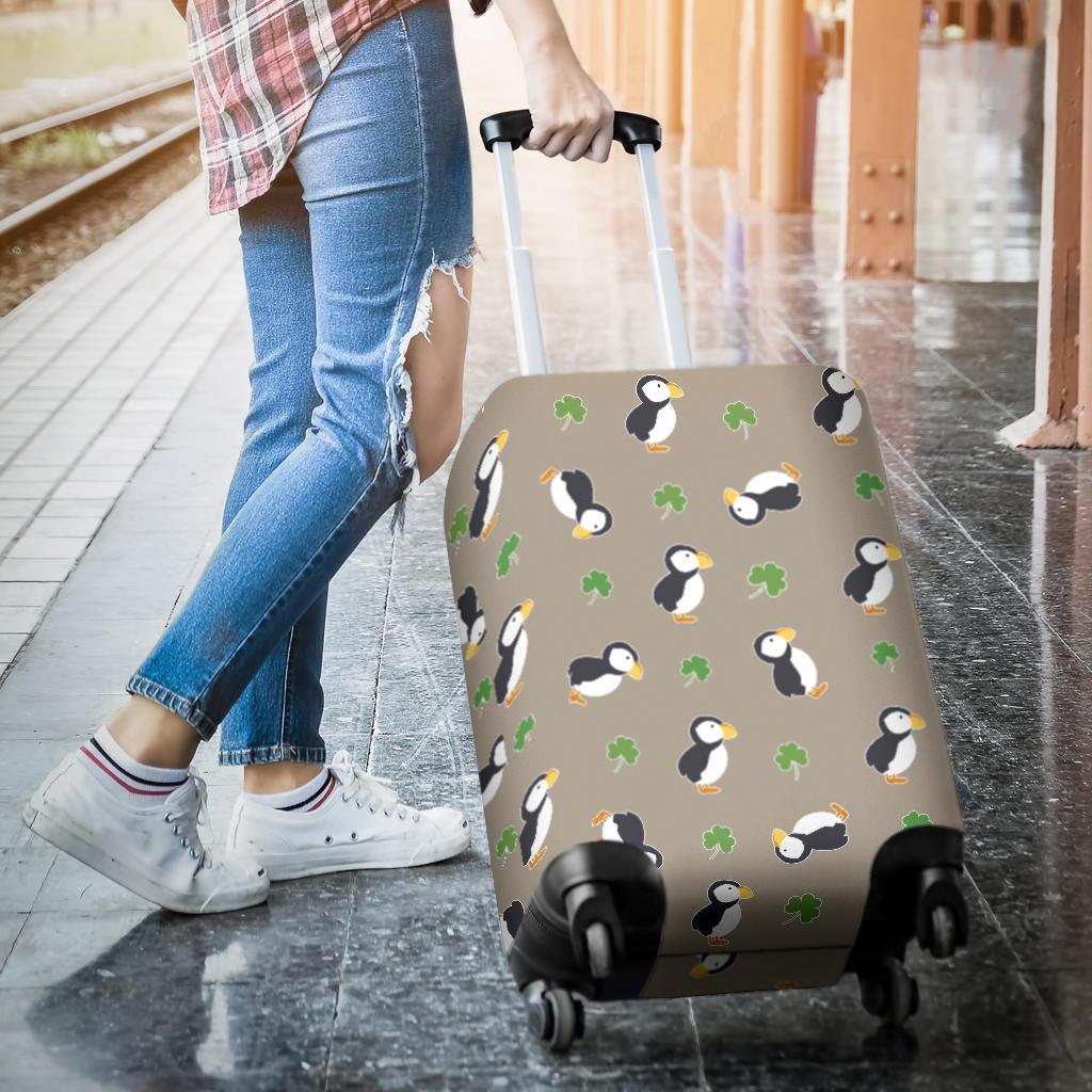 Puffin Print Pattern Luggage Cover Protector-grizzshop