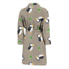 Puffin Print Pattern Men Long Robe-grizzshop