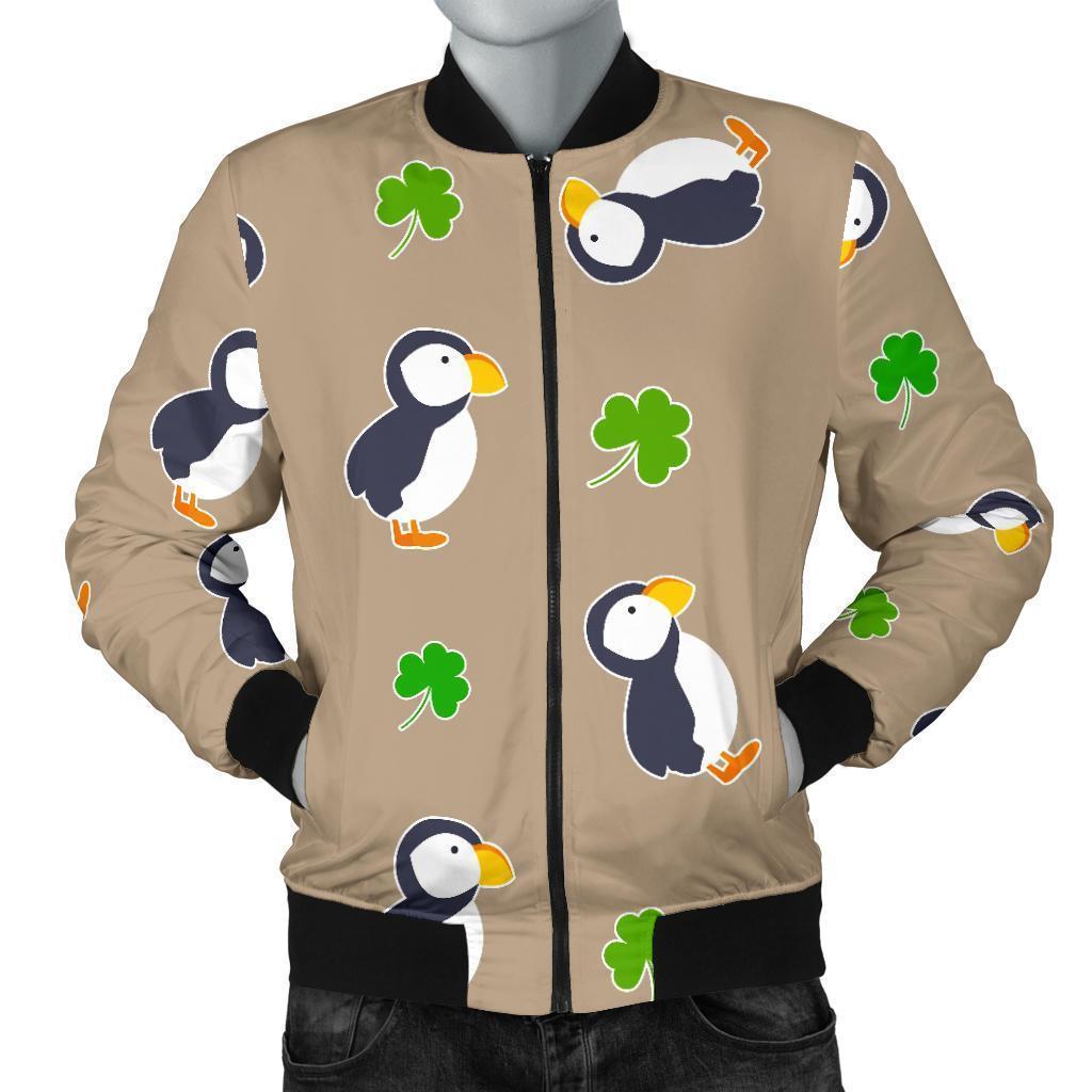 Puffin Print Pattern Men's Bomber Jacket-grizzshop