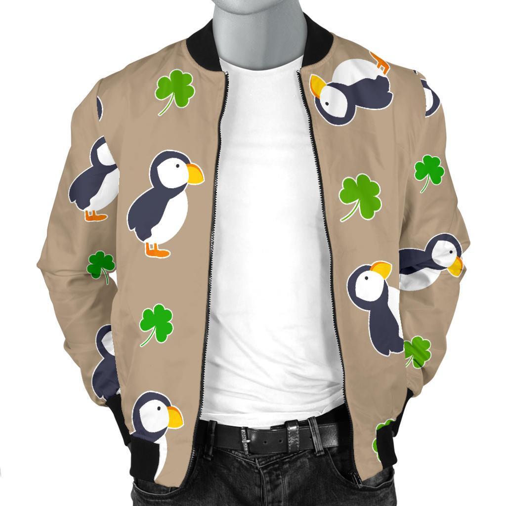 Puffin Print Pattern Men's Bomber Jacket-grizzshop