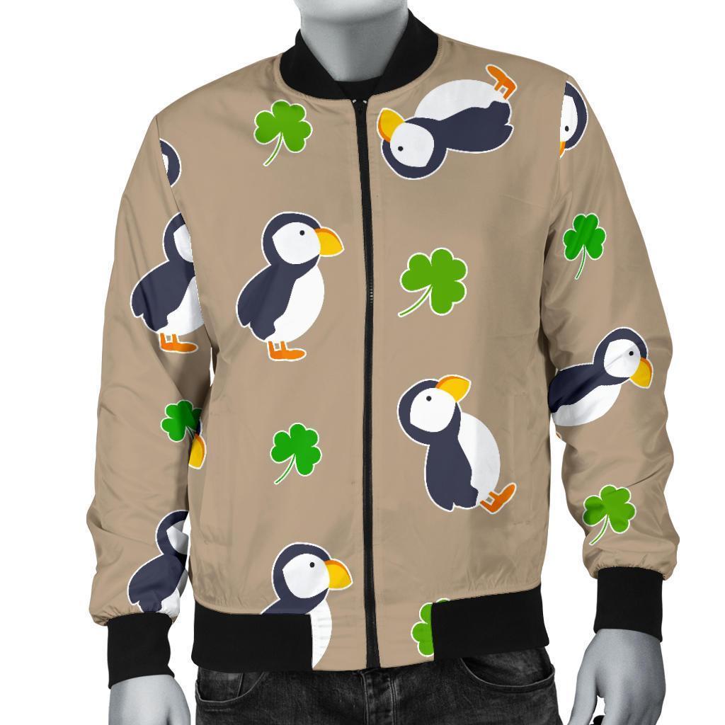 Puffin Print Pattern Men's Bomber Jacket-grizzshop