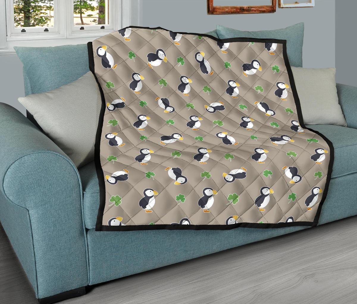 Puffin Print Pattern Quilt-grizzshop