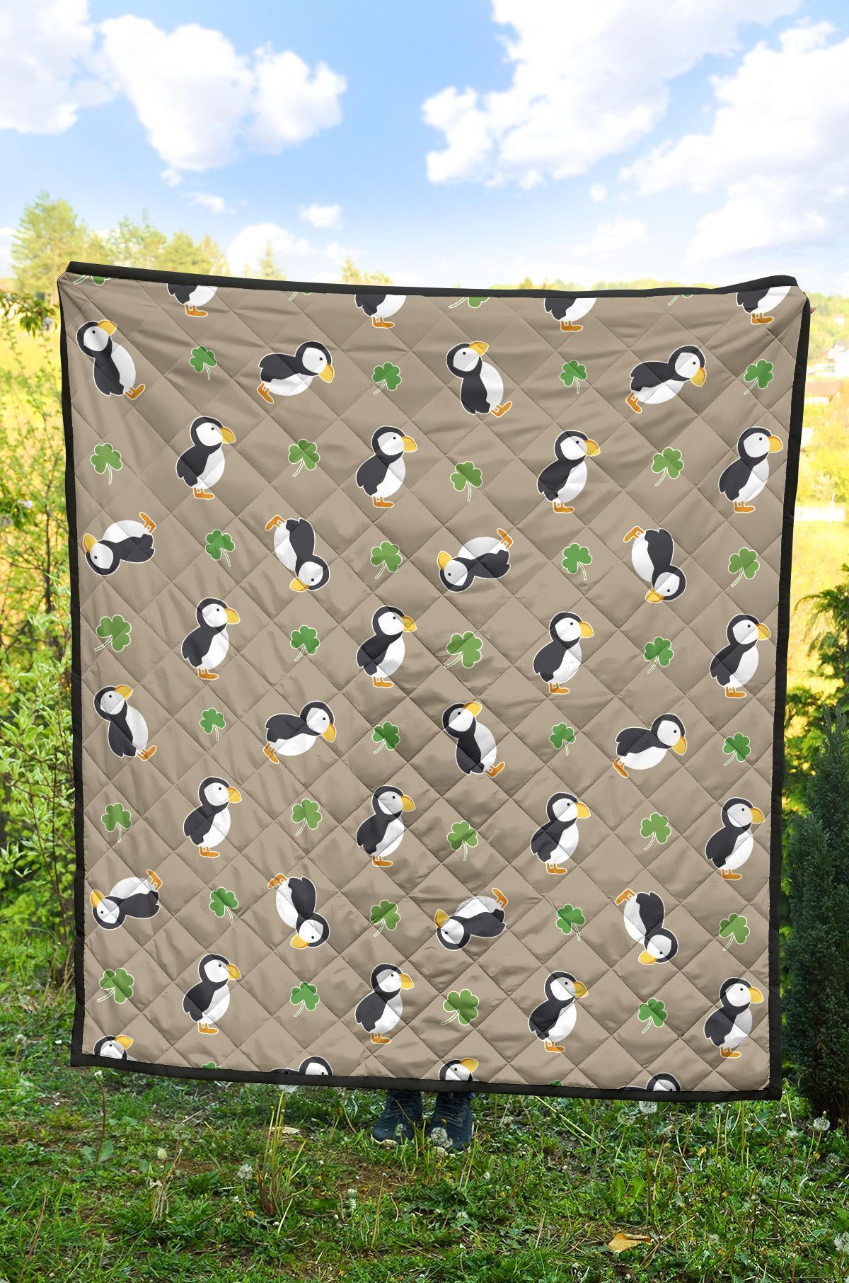 Puffin Print Pattern Quilt-grizzshop