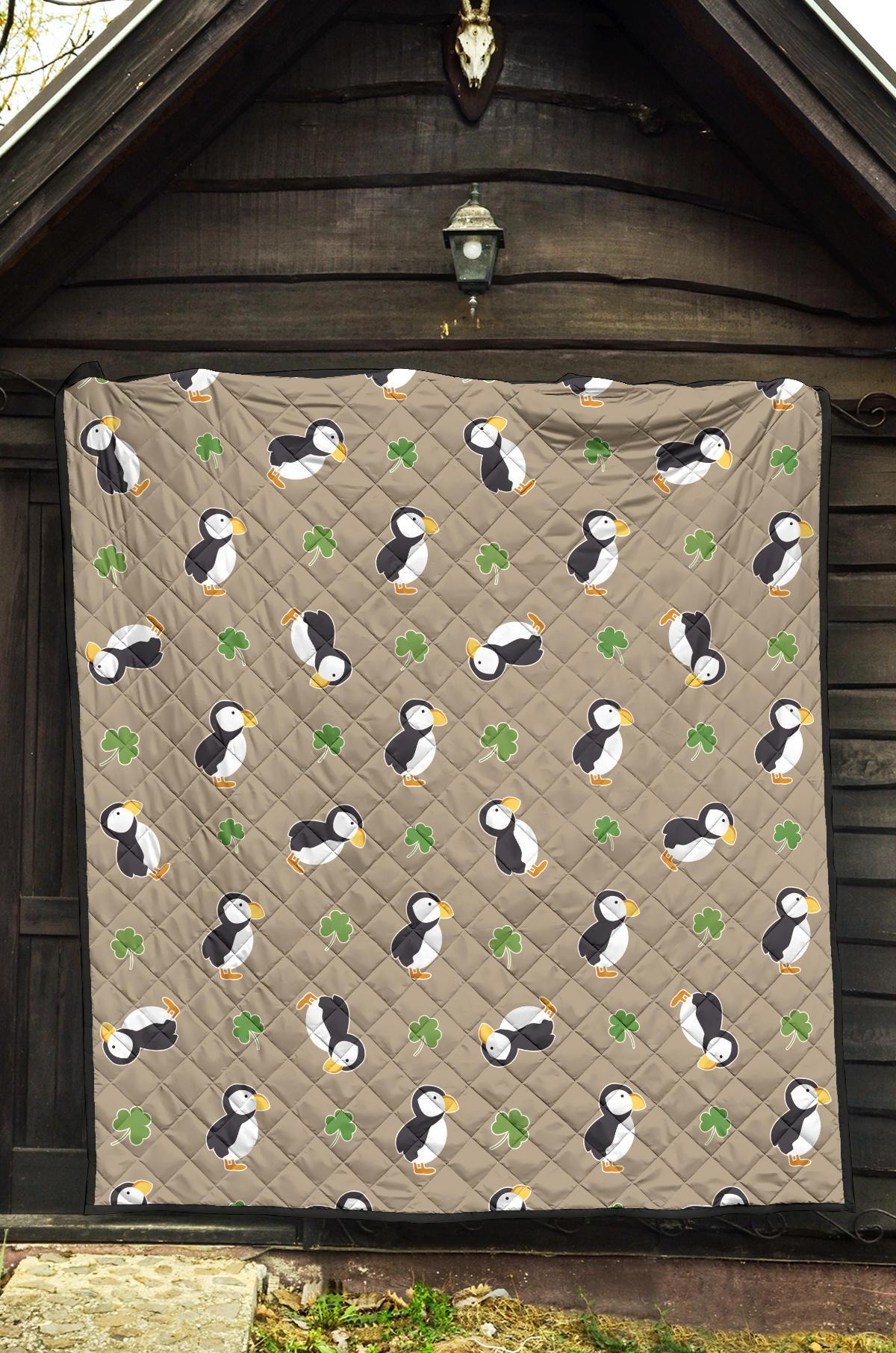 Puffin Print Pattern Quilt-grizzshop