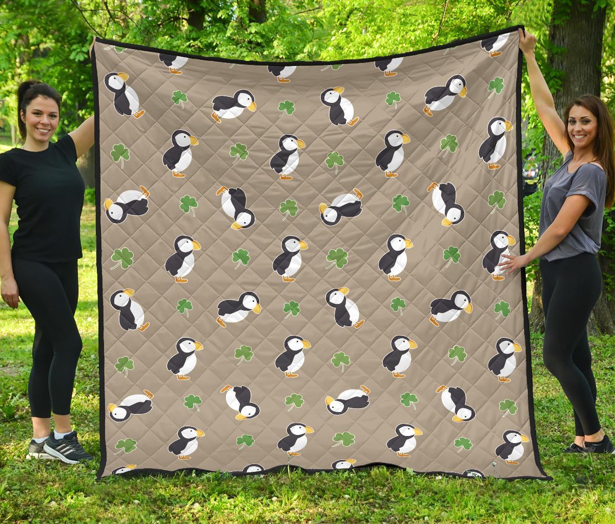 Puffin Print Pattern Quilt-grizzshop