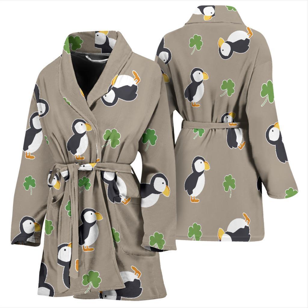Puffin Print Pattern Women Long Robe-grizzshop