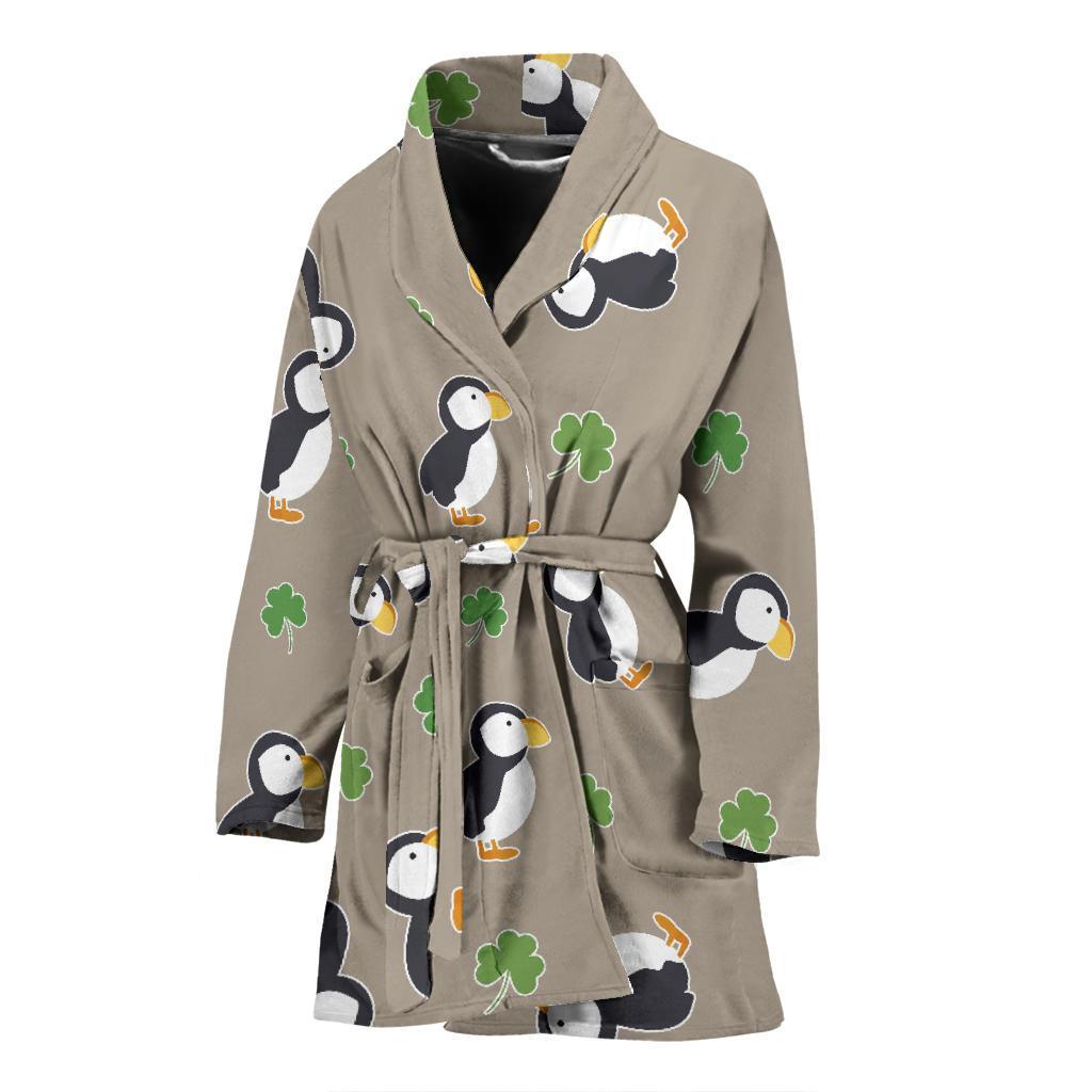 Puffin Print Pattern Women Long Robe-grizzshop