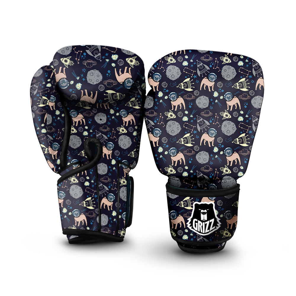 Pug And Astronaut In The Space Print Pattern Boxing Gloves-grizzshop