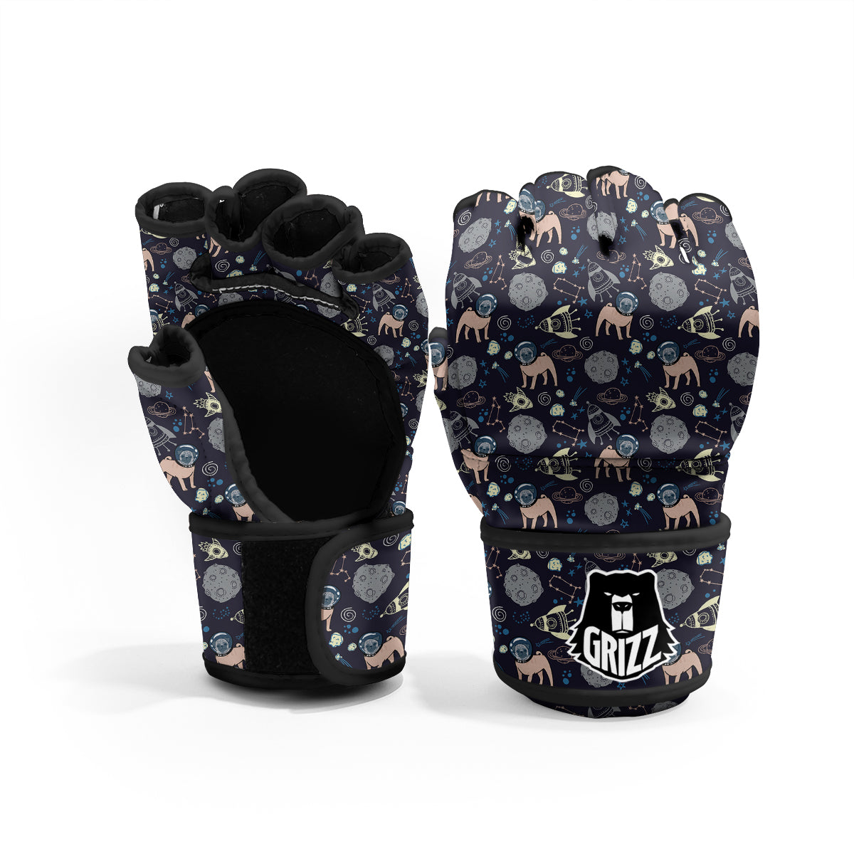 Pug And Astronaut In The Space Print Pattern MMA Gloves-grizzshop