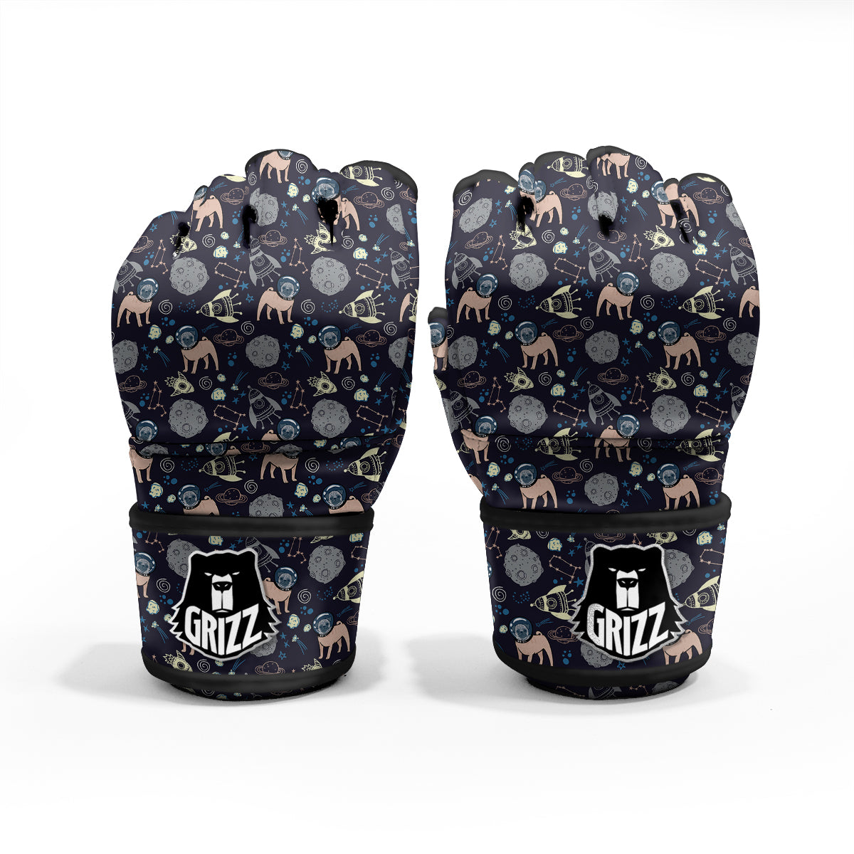 Pug And Astronaut In The Space Print Pattern MMA Gloves-grizzshop
