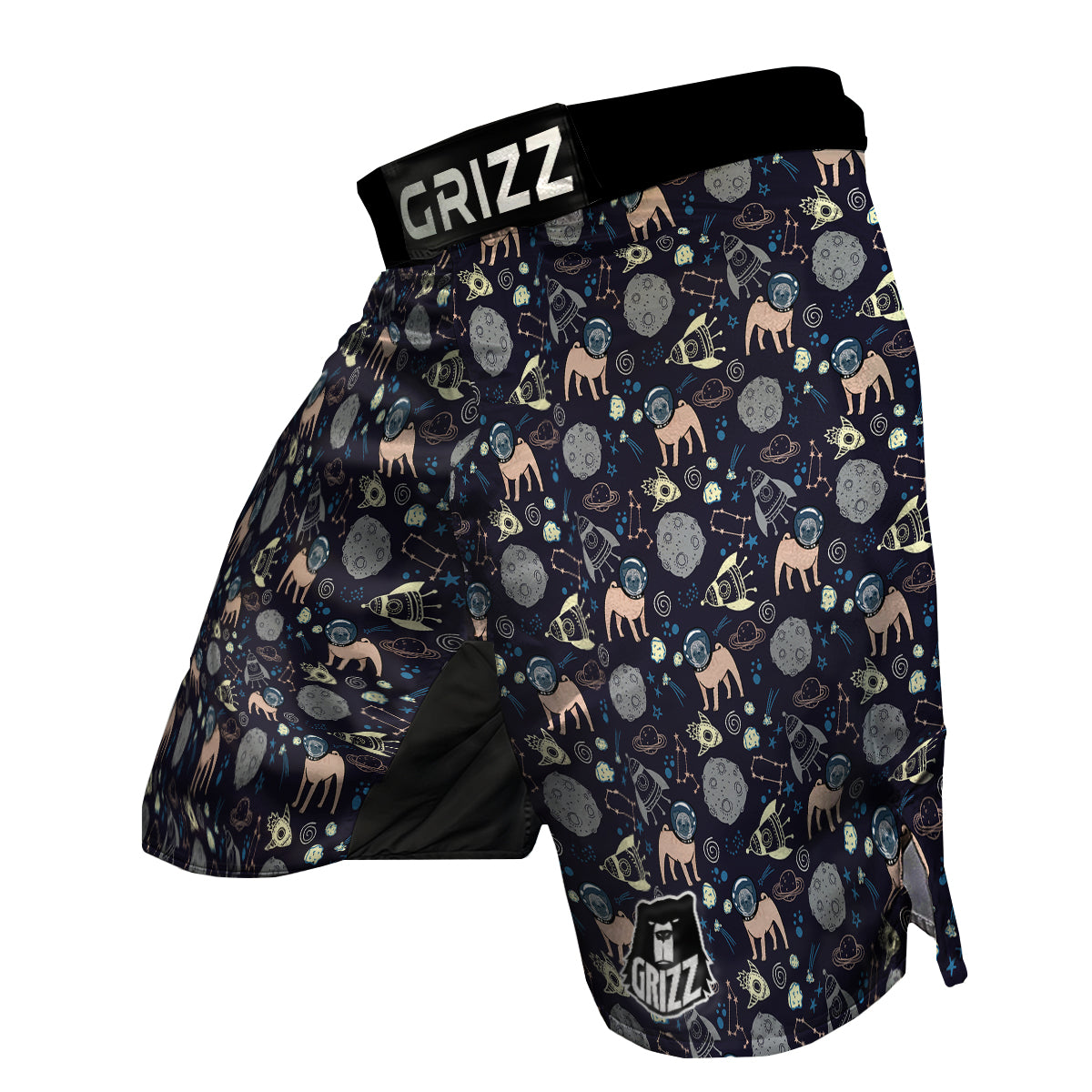 Pug And Astronaut In The Space Print Pattern MMA Shorts-grizzshop