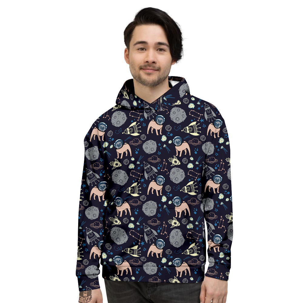 Pug And Astronaut In The Space Print Pattern Men's Hoodie-grizzshop