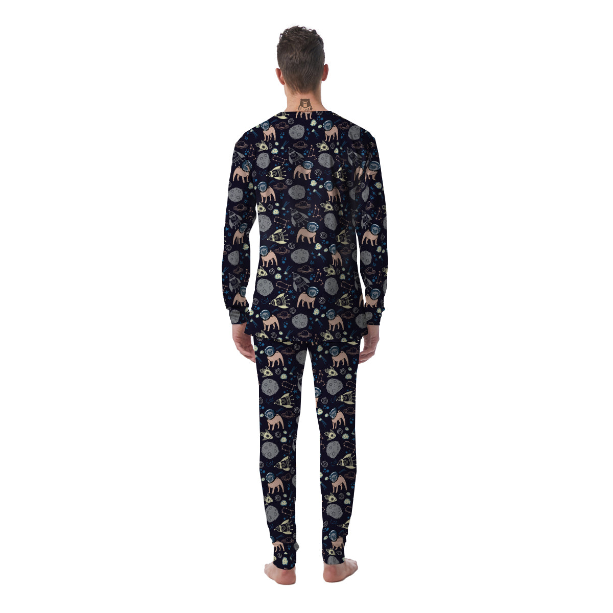 Pug And Astronaut In The Space Print Pattern Men's Pajamas-grizzshop