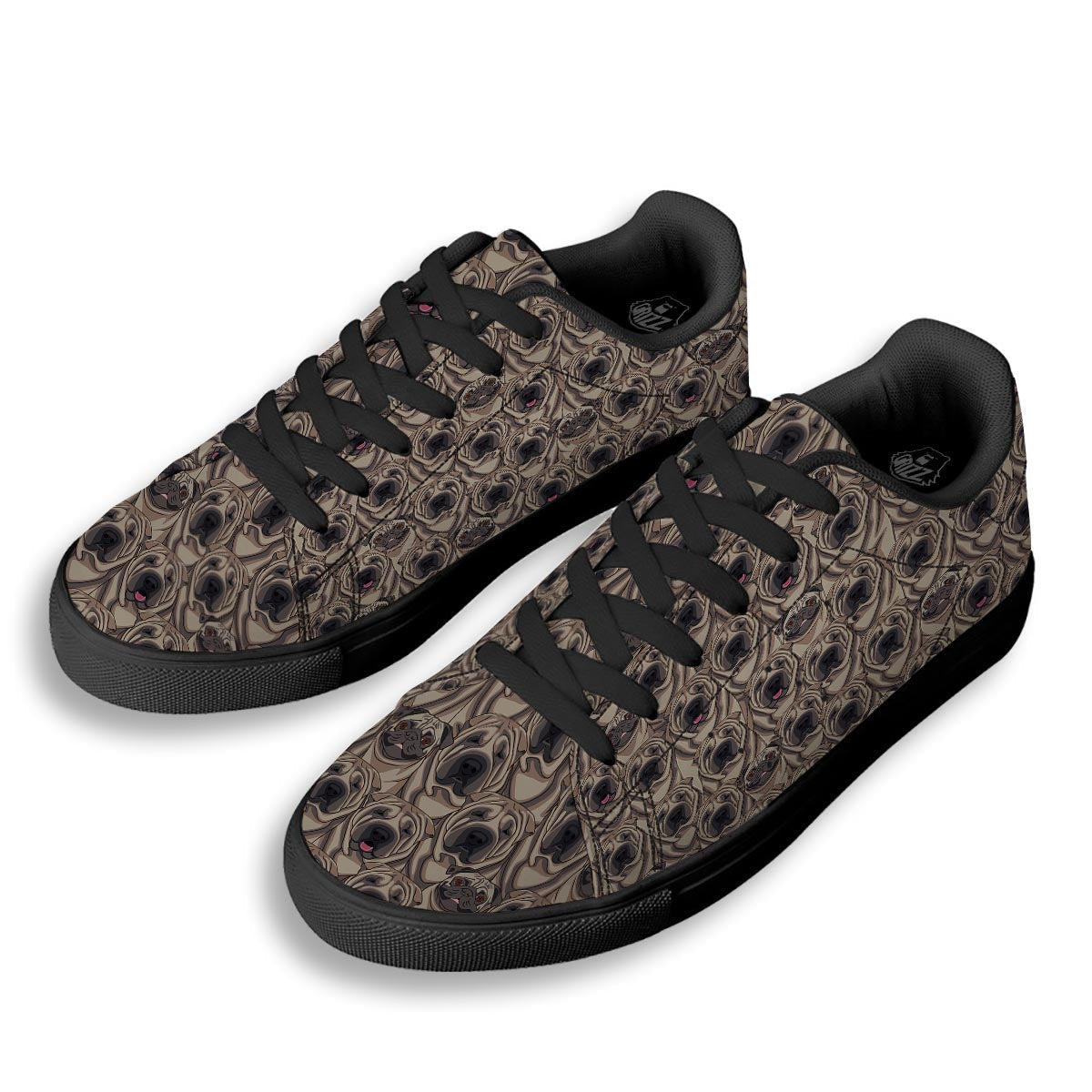 Pug And Shar Pei Print Pattern Black Low Top Sneakers-grizzshop