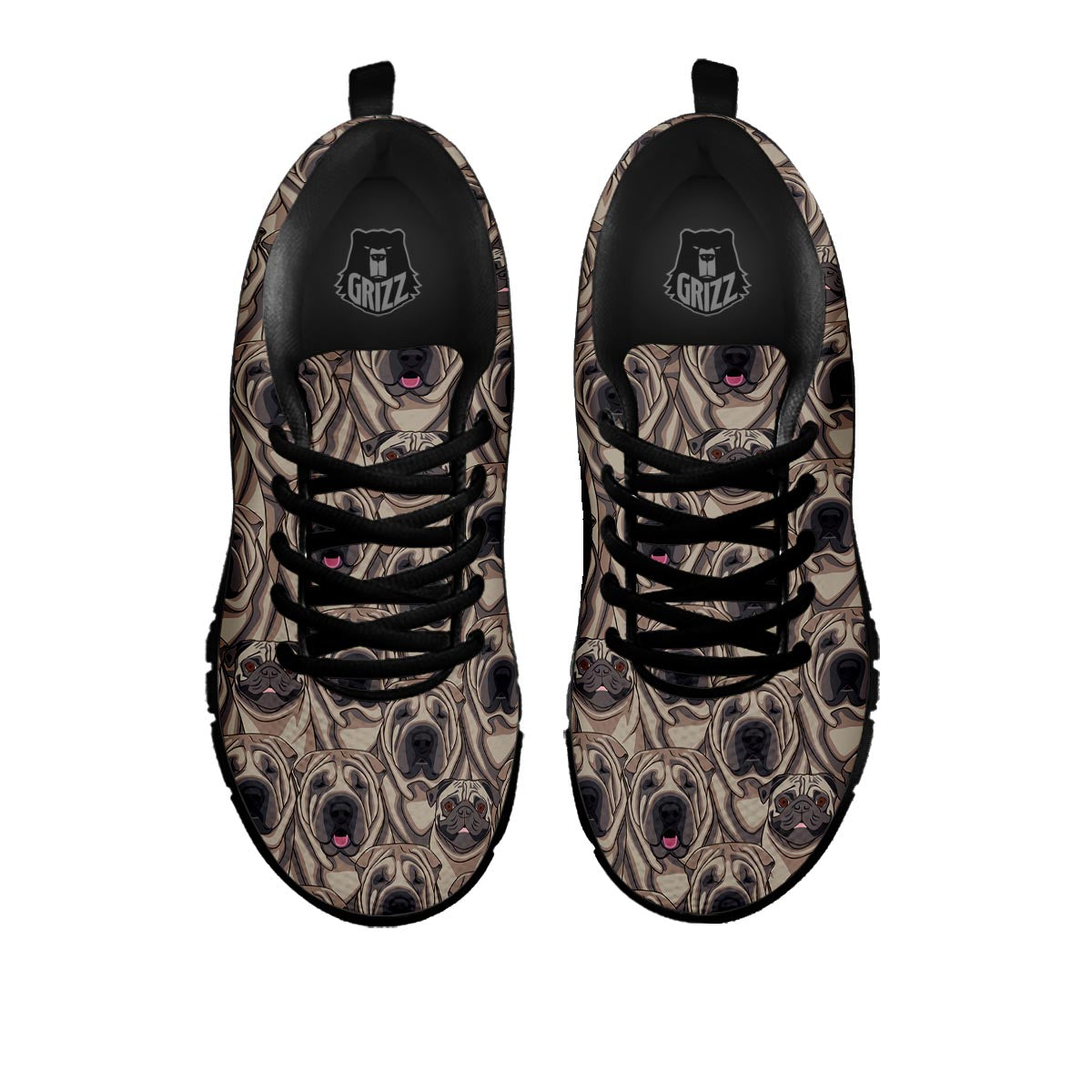 Pug And Shar Pei Print Pattern Black Sneaker-grizzshop