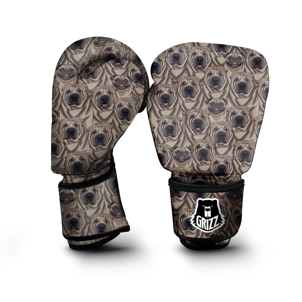 Pug And Shar Pei Print Pattern Boxing Gloves-grizzshop