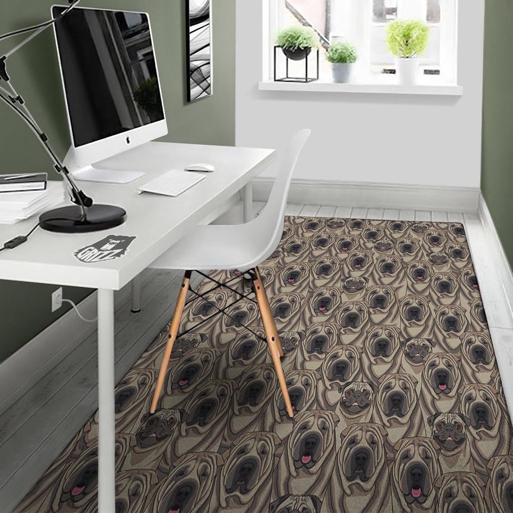 Pug And Shar Pei Print Pattern Floor Mat-grizzshop