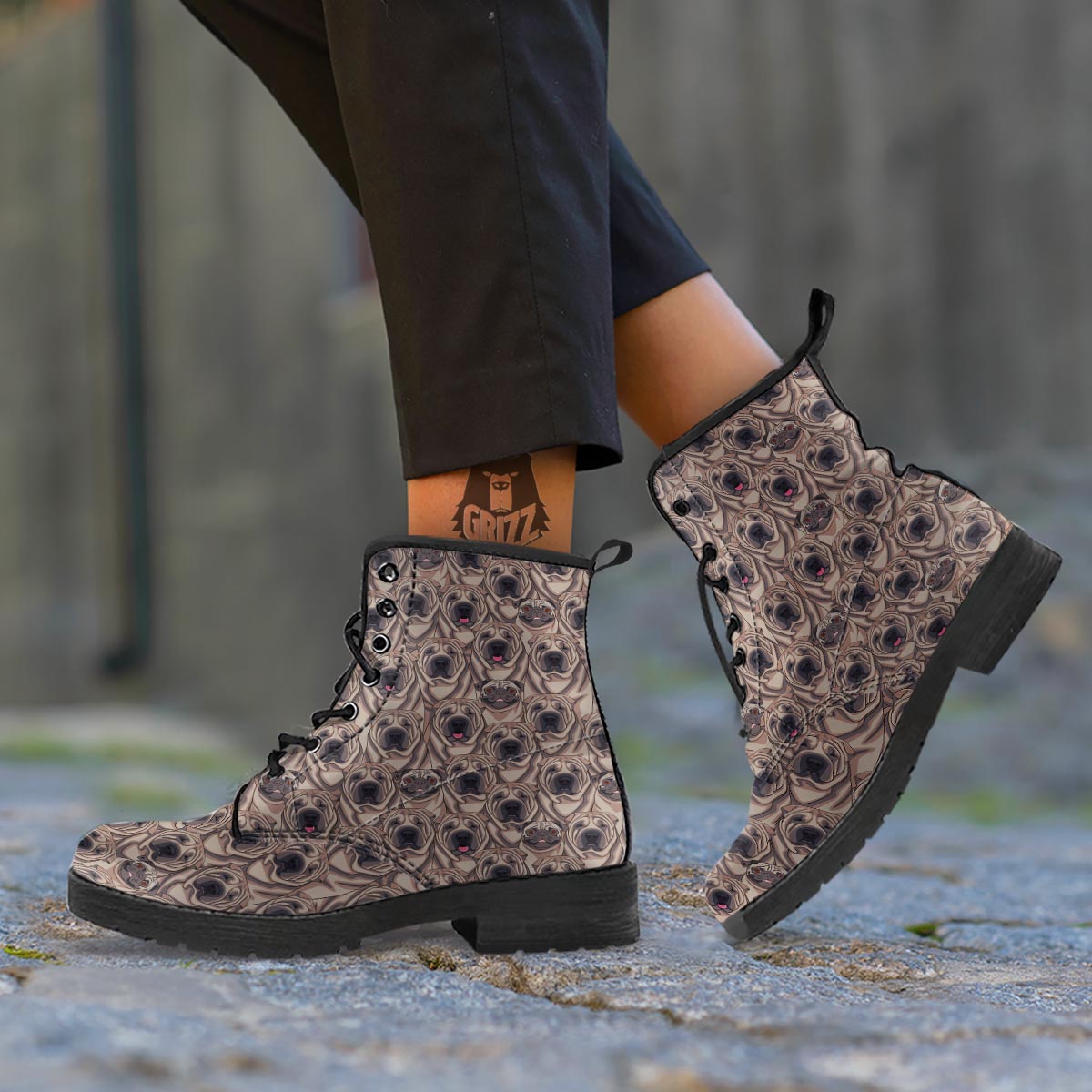 Pug And Shar Pei Print Pattern Leather Boots-grizzshop