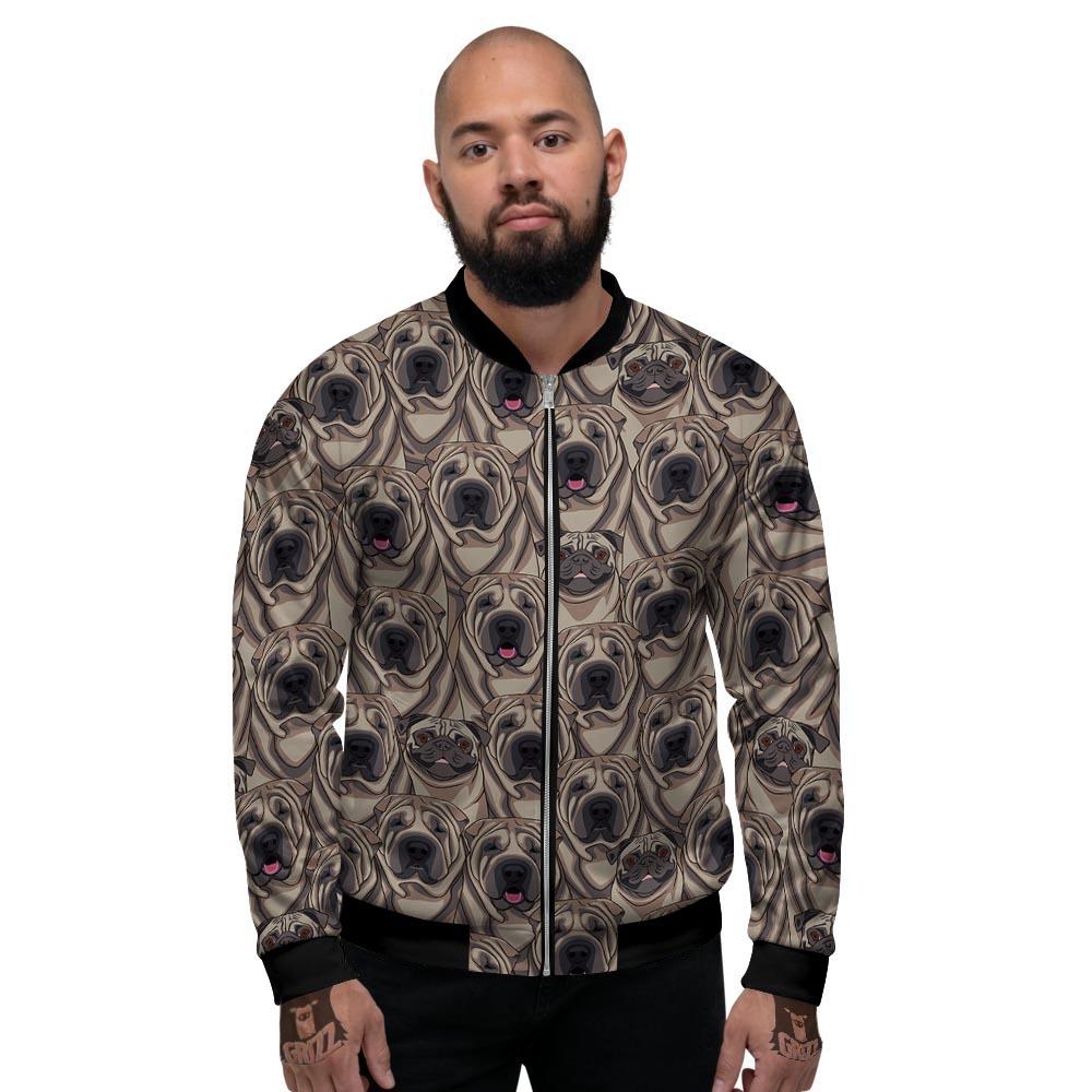 Pug And Shar Pei Print Pattern Men's Bomber Jacket-grizzshop