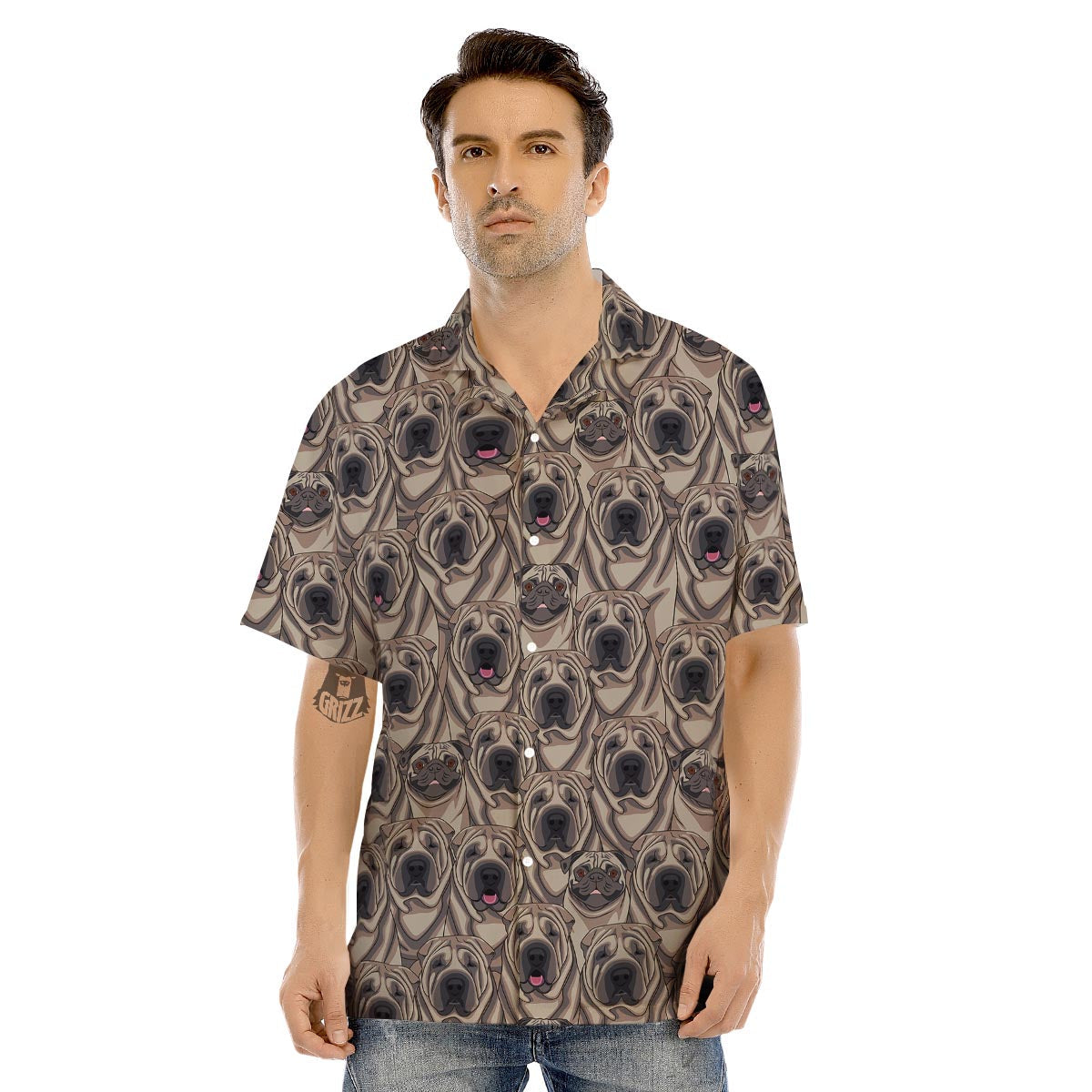 Pug And Shar Pei Print Pattern Men's Hawaiian Shirt-grizzshop