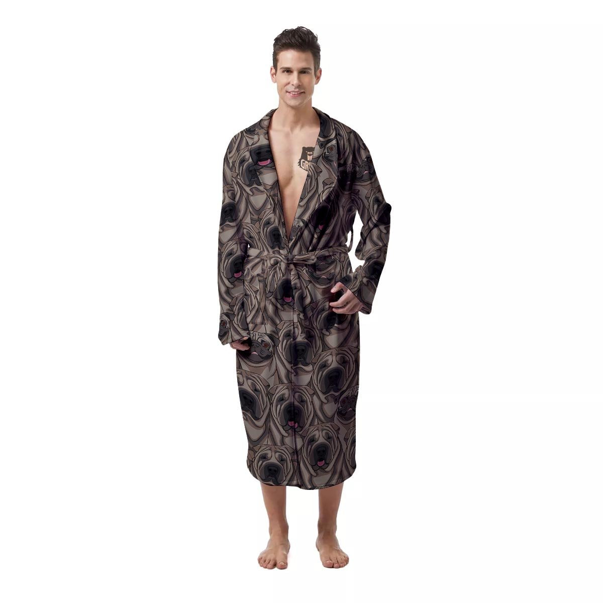 Pug And Shar Pei Print Pattern Men's Robe-grizzshop