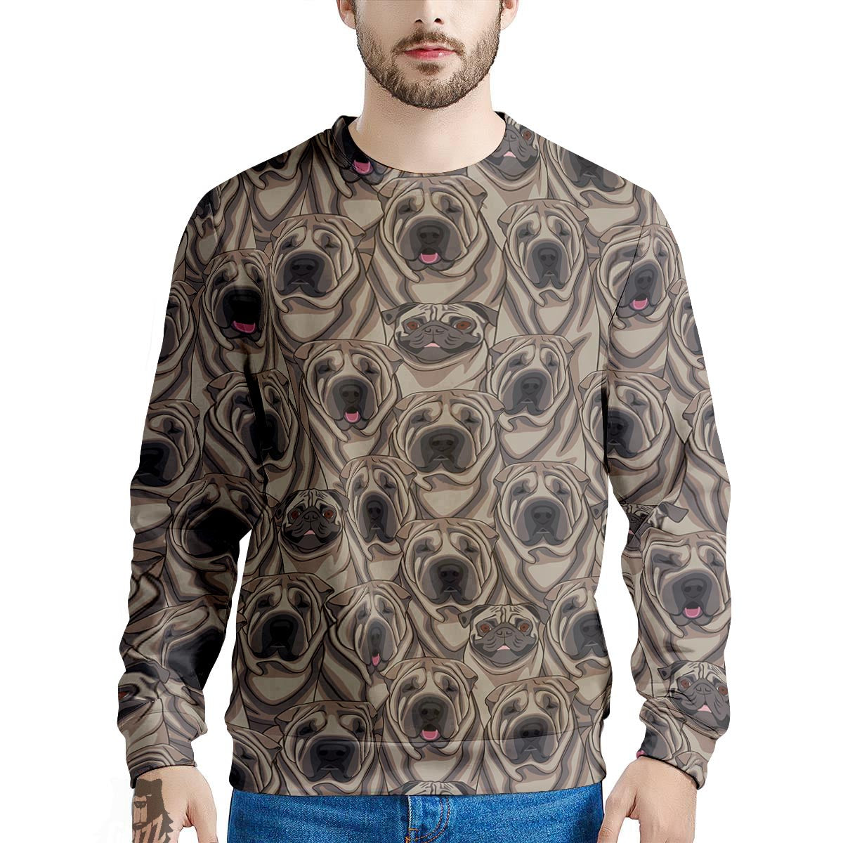 Pug And Shar Pei Print Pattern Men's Sweatshirt-grizzshop