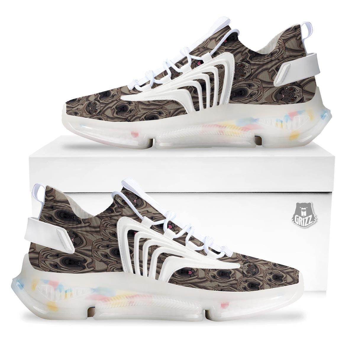 Pug And Shar Pei Print Pattern White Gym Shoes-grizzshop
