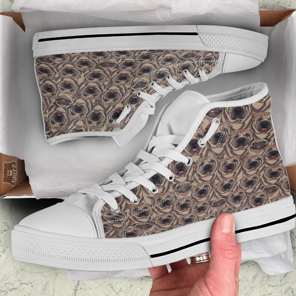 Pug And Shar Pei Print Pattern White High Top Shoes-grizzshop