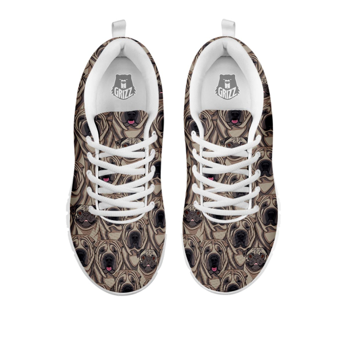 Pug And Shar Pei Print Pattern White Sneaker-grizzshop