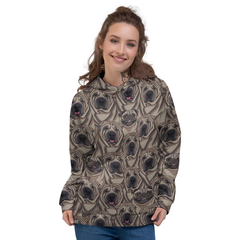 Pug And Shar Pei Print Pattern Women's Hoodie-grizzshop