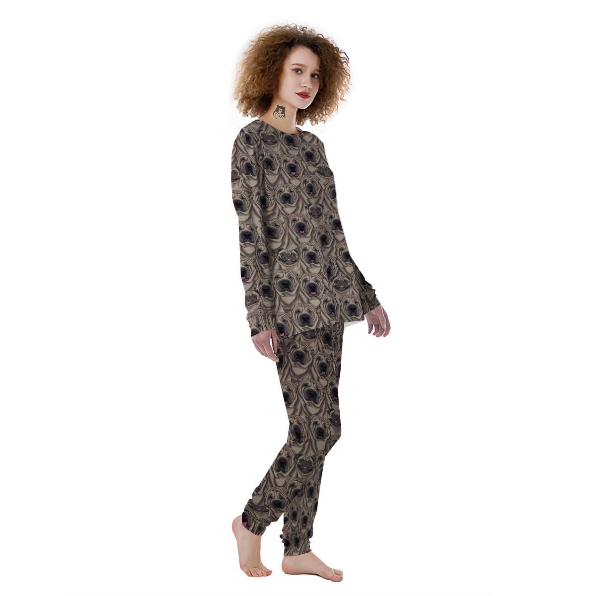 Pug And Shar Pei Print Pattern Women's Pajamas-grizzshop