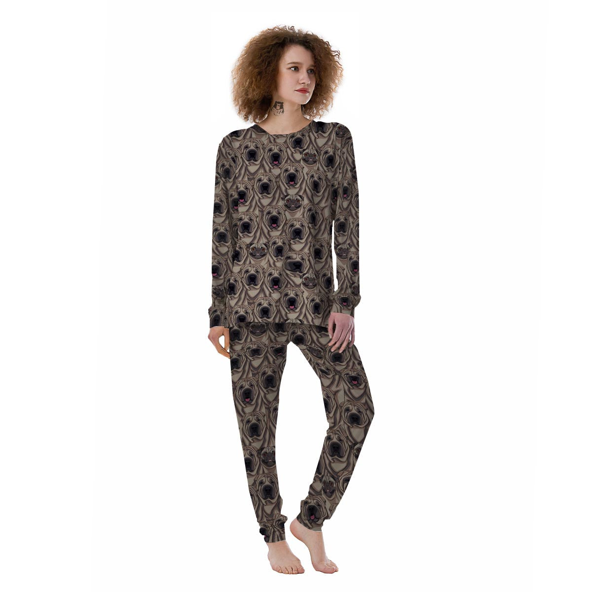 Pug And Shar Pei Print Pattern Women's Pajamas-grizzshop