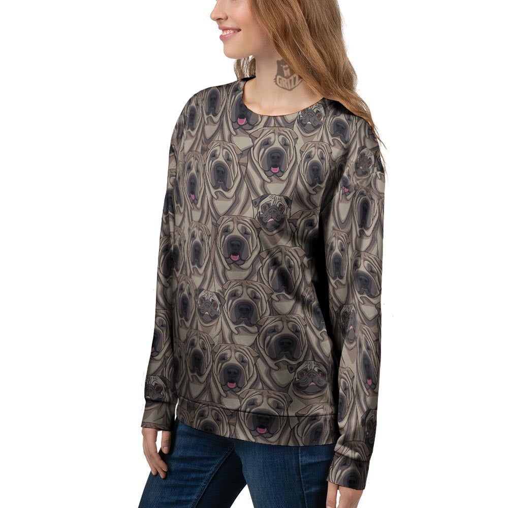 Pug And Shar Pei Print Pattern Women's Sweatshirt-grizzshop