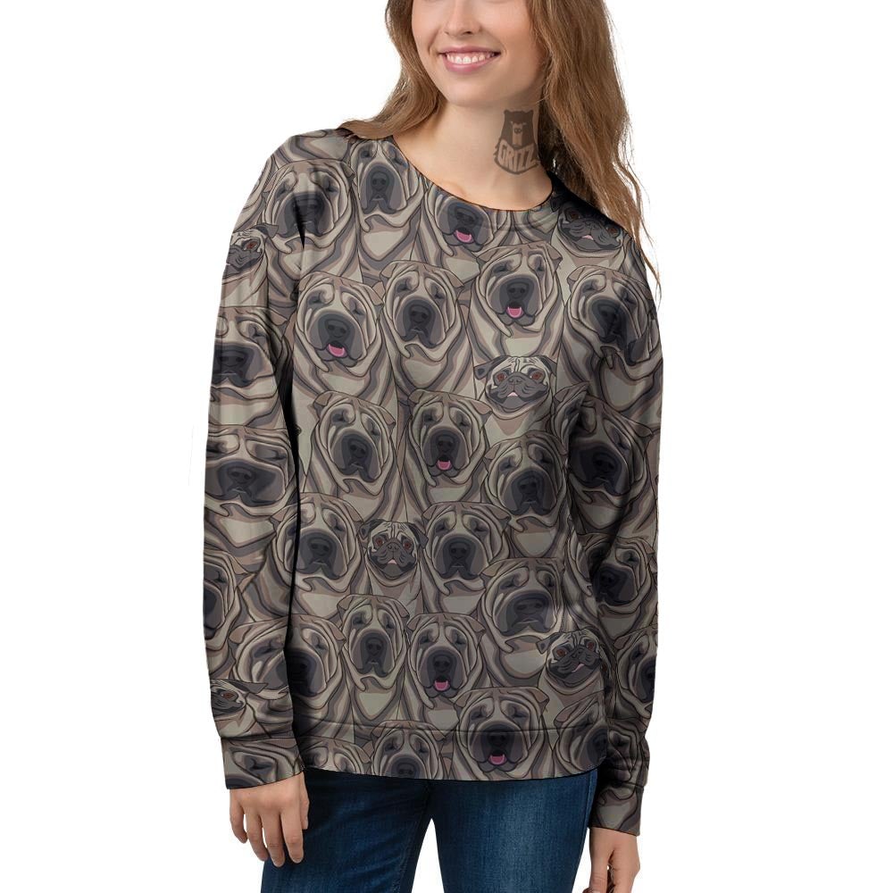Pug And Shar Pei Print Pattern Women's Sweatshirt-grizzshop