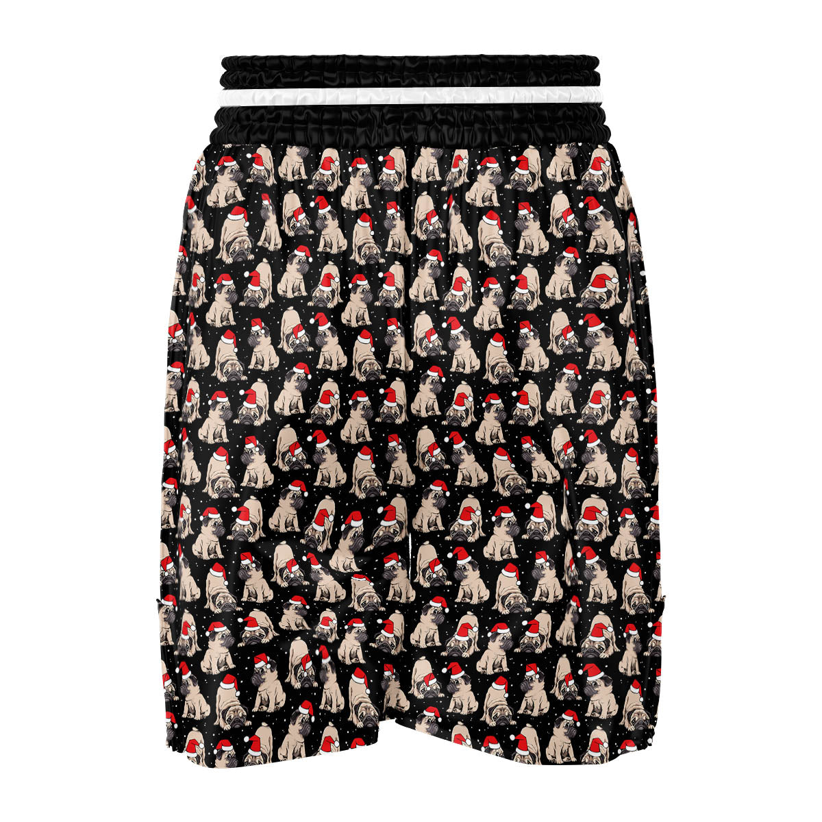 Pug Christmas Santa Print Pattern Boxing Shorts-grizzshop