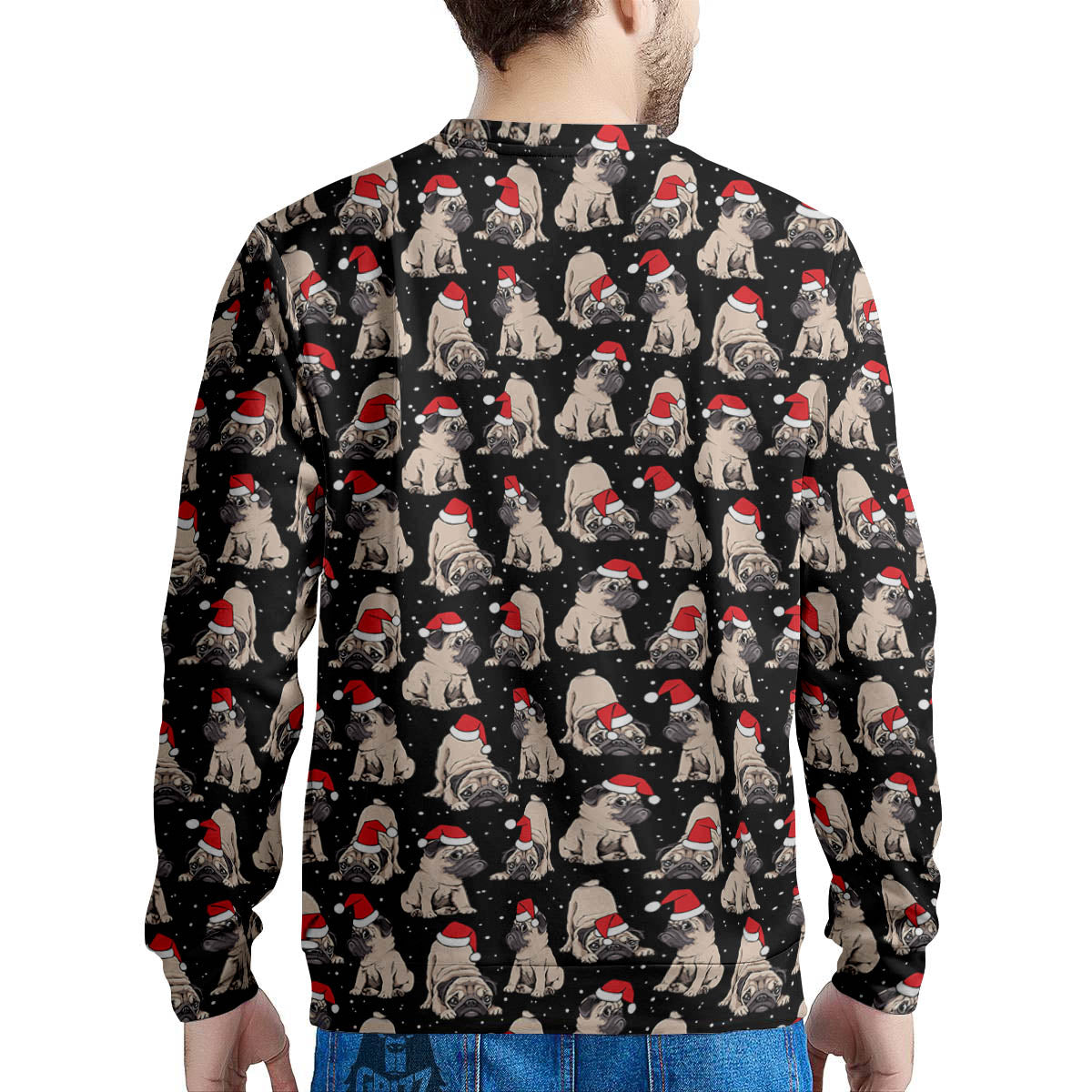 Pug Christmas Santa Print Pattern Men's Sweatshirt-grizzshop