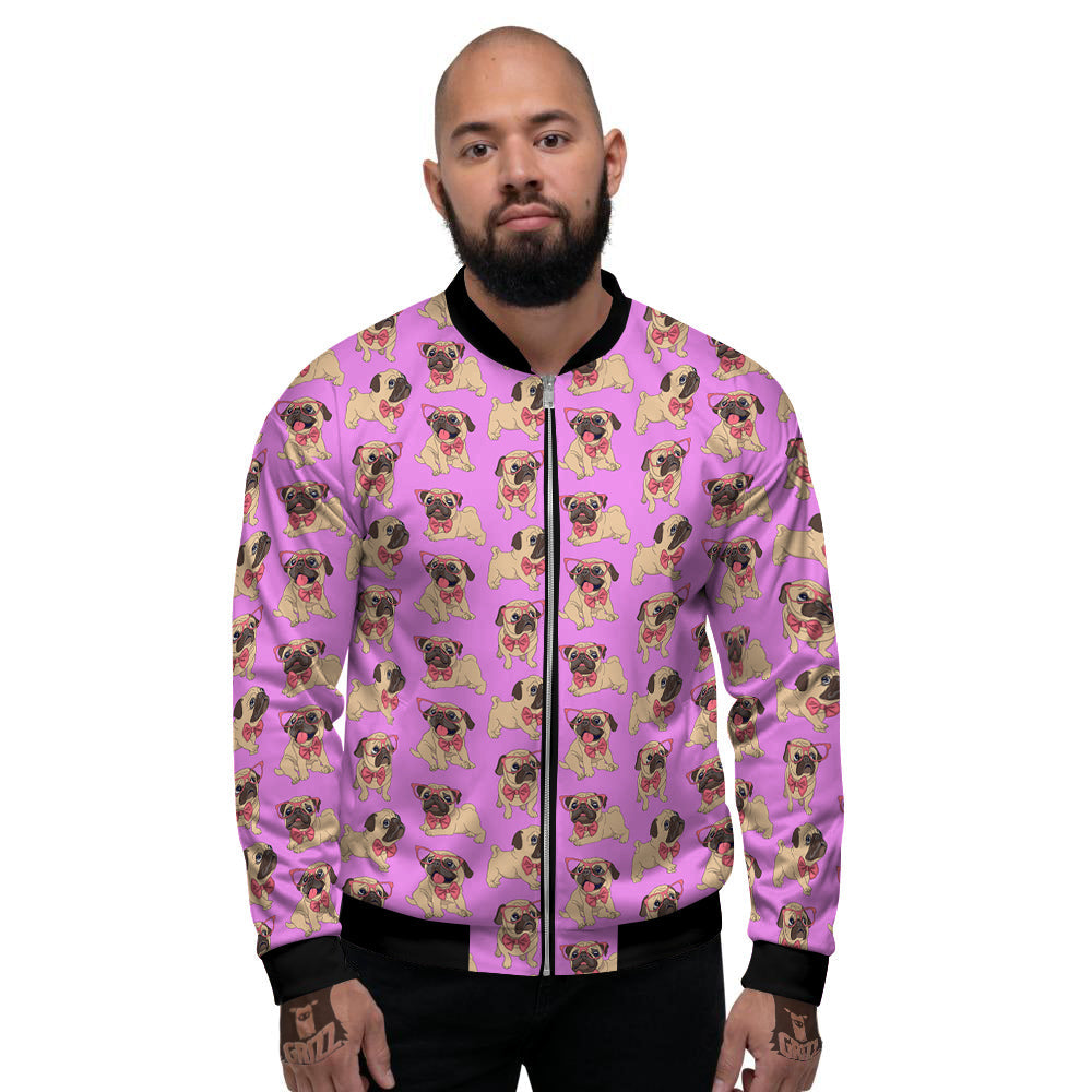Pug Cute Print Pattern Men's Bomber Jacket-grizzshop